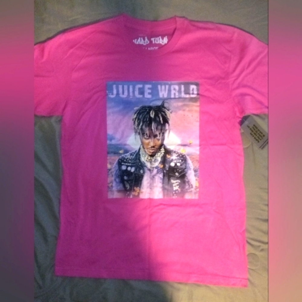 Juice WRLD Graphic Short Sleeve Rap Tee XL Graphic T Shirt Pink